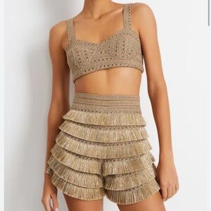 Patbo Crochet and Fringe Crop Top and Mini Short